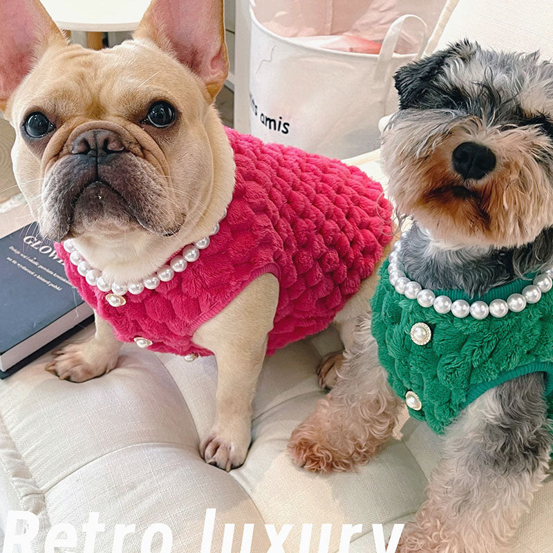 KFX-9978557 Cozy Emerald and Agate Rose Plush Vest for Cats and Dogs