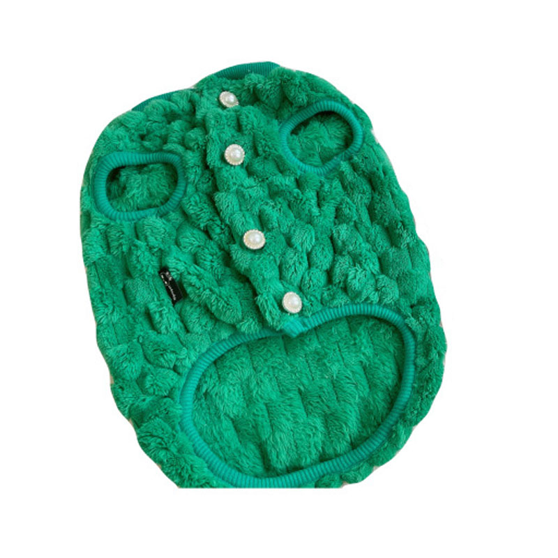 KFX-9978557 Cozy Emerald and Agate Rose Plush Vest for Cats and Dogs