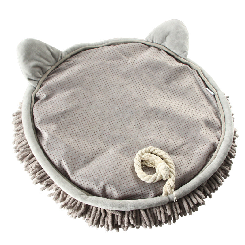 KFX-9979837 Pet Training Sniffing Pad - Interactive Slow Food Game Mat for Dogs and Cats, 45x45cm Gray