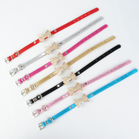 KFX-9979965 Rhinestone Dog Collar in PU Material - Adjustable Sizes XS to M