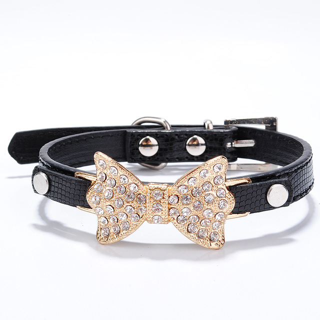 KFX-9979965 Rhinestone Dog Collar in PU Material - Adjustable Sizes XS to M