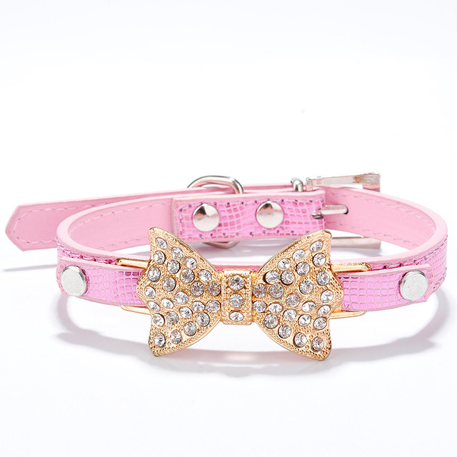 KFX-9979965 Rhinestone Dog Collar in PU Material - Adjustable Sizes XS to M