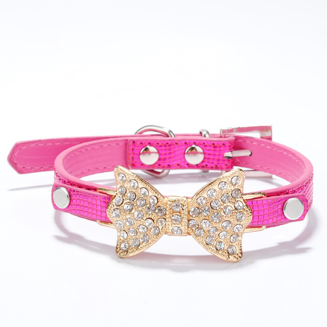 KFX-9979965 Rhinestone Dog Collar in PU Material - Adjustable Sizes XS to M