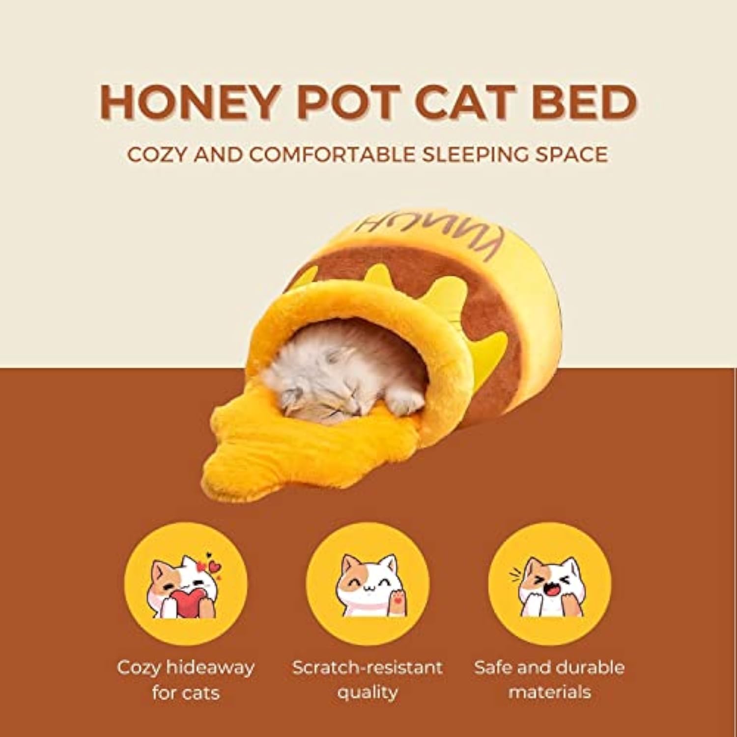 KFX-9981245 Comfortable Memory Foam Cat Bed with Stylish Washable Cover and Removable Cushion