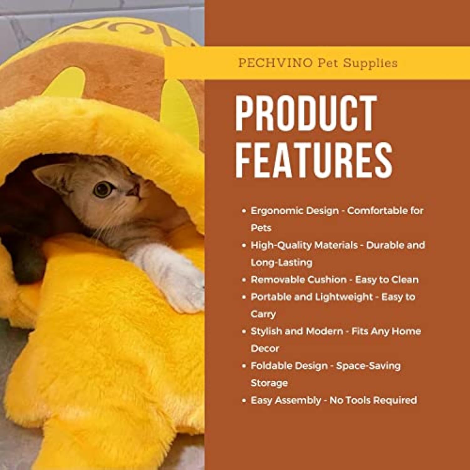 KFX-9981245 Comfortable Memory Foam Cat Bed with Stylish Washable Cover and Removable Cushion