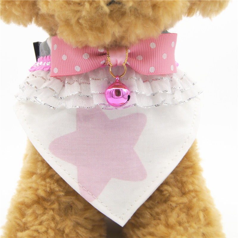 KFX-9985725 Geometric Bow Tie Dog Collar in Pink, Blue, Yellow - Detachable and Adjustable Pet Accessory