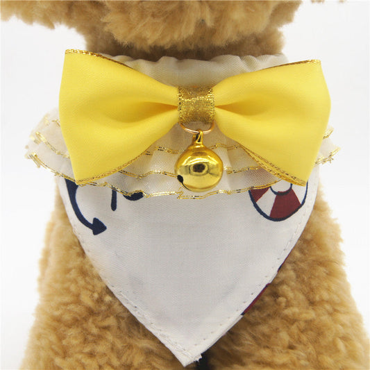 KFX-9985725 Geometric Bow Tie Dog Collar in Pink, Blue, Yellow - Detachable and Adjustable Pet Accessory
