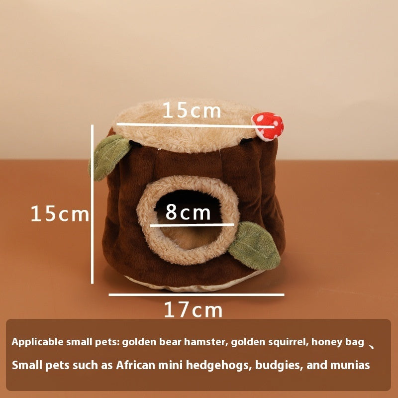 KFX-9987773 Washable Hanging Winter Stump Nest for Pets – Soft Brown Fabric Option