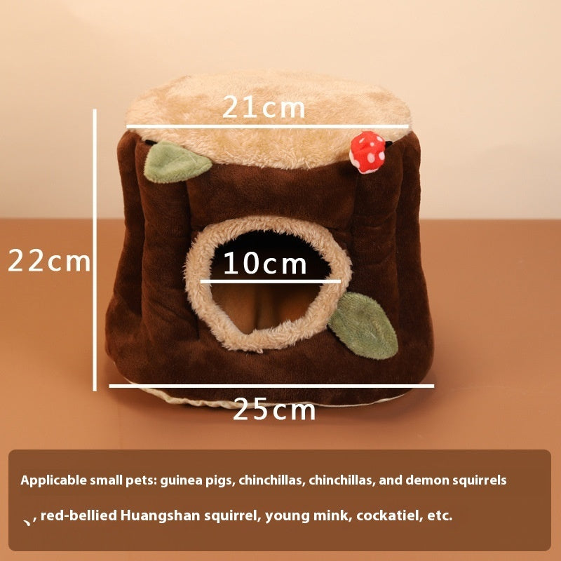 KFX-9987773 Washable Hanging Winter Stump Nest for Pets – Soft Brown Fabric Option