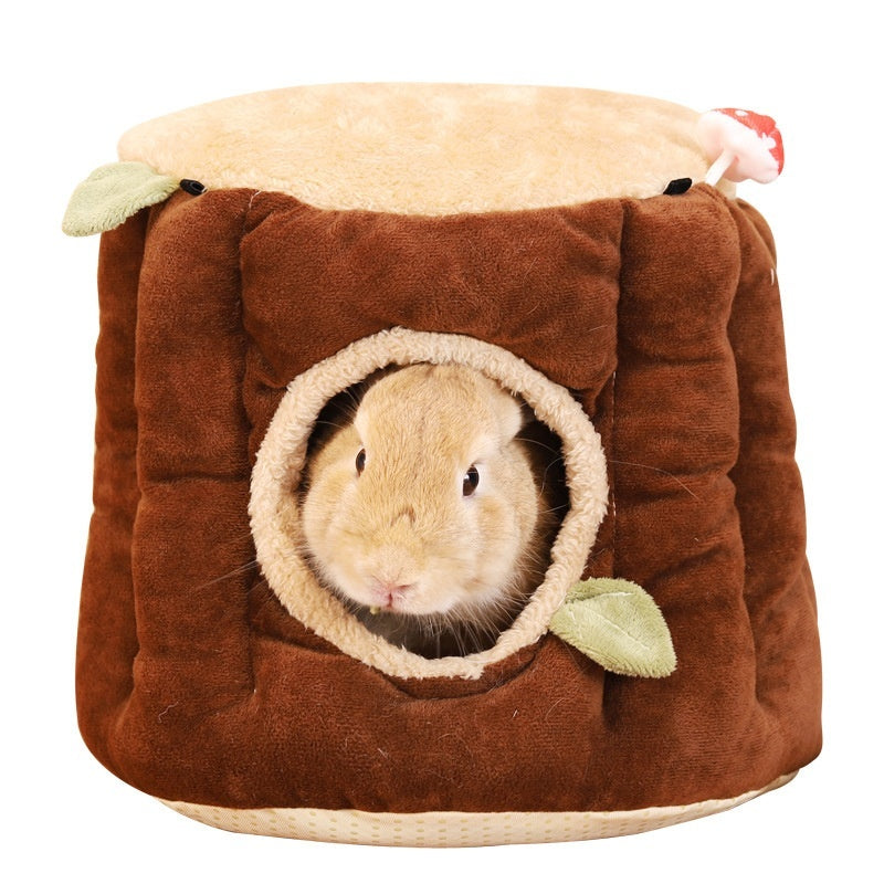 KFX-9987773 Washable Hanging Winter Stump Nest for Pets – Soft Brown Fabric Option