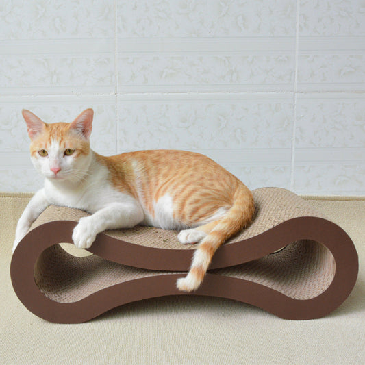 KFX-9989693 Corrugated Cat Scratch Board with Fashionable Pillow Design in Coffee and Light Wood Colors