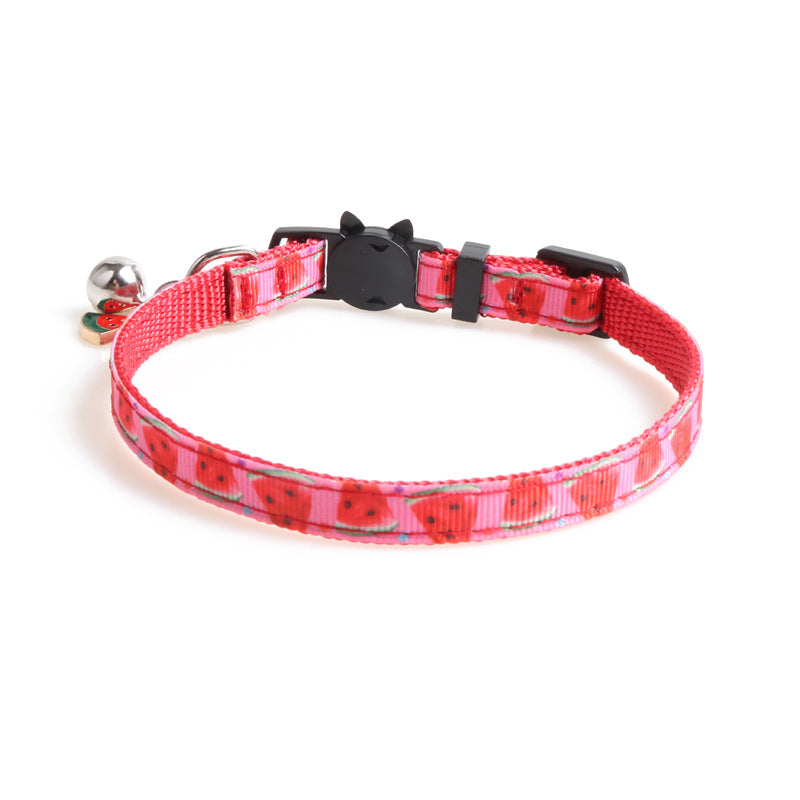 KFX-9991485 Fruity Polyester Cat Collar in Avocado, Pineapple, Watermelon, Cherry, and Strawberry Designs