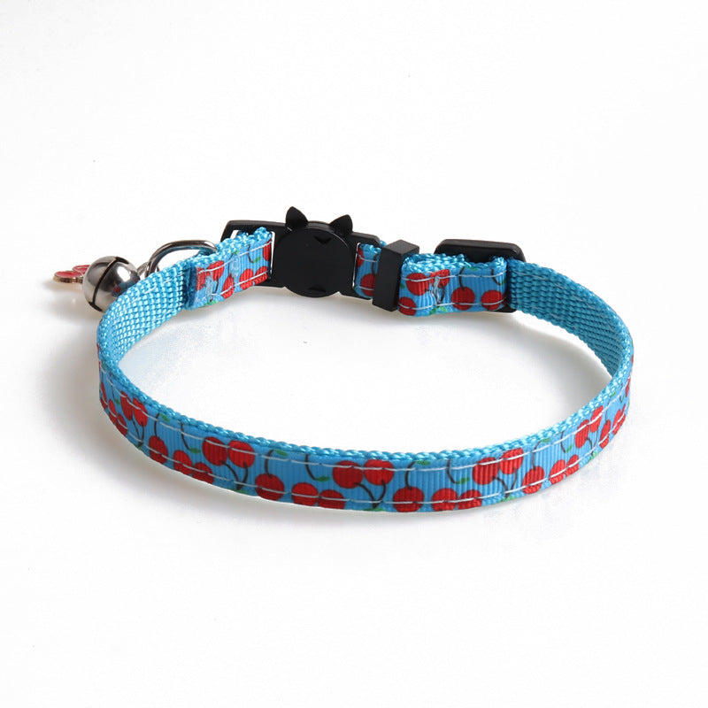KFX-9991485 Fruity Polyester Cat Collar in Avocado, Pineapple, Watermelon, Cherry, and Strawberry Designs
