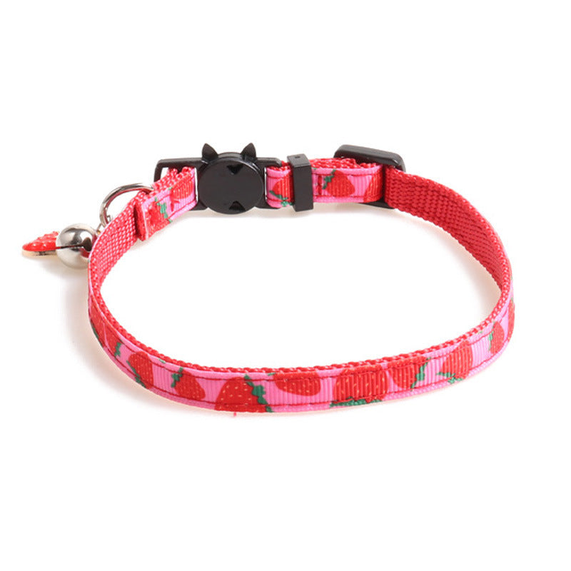 KFX-9991485 Fruity Polyester Cat Collar in Avocado, Pineapple, Watermelon, Cherry, and Strawberry Designs