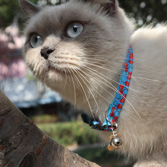 KFX-9991485 Fruity Polyester Cat Collar in Avocado, Pineapple, Watermelon, Cherry, and Strawberry Designs