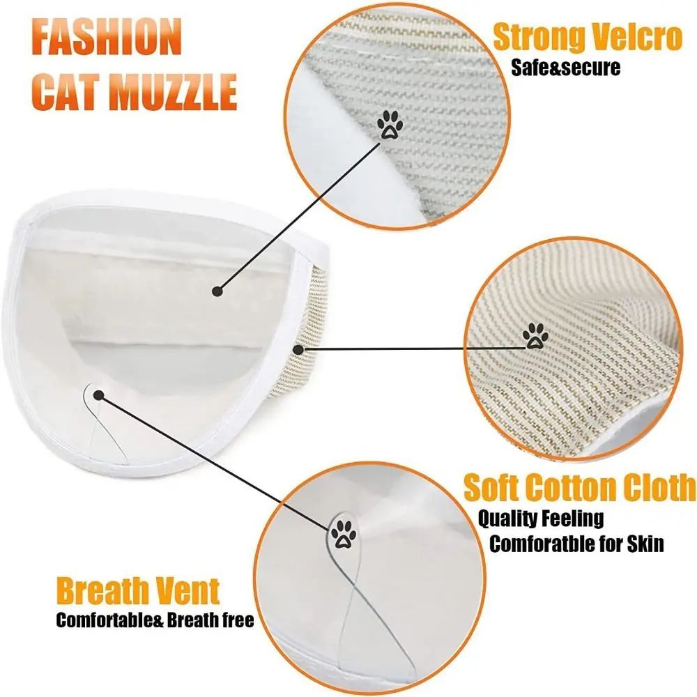 KFX-9992765 Breathable Anti-Bite Muzzle for Cats and Dogs – Soft Cotton and Transparent PVC, Comfortable Design with Air Hole