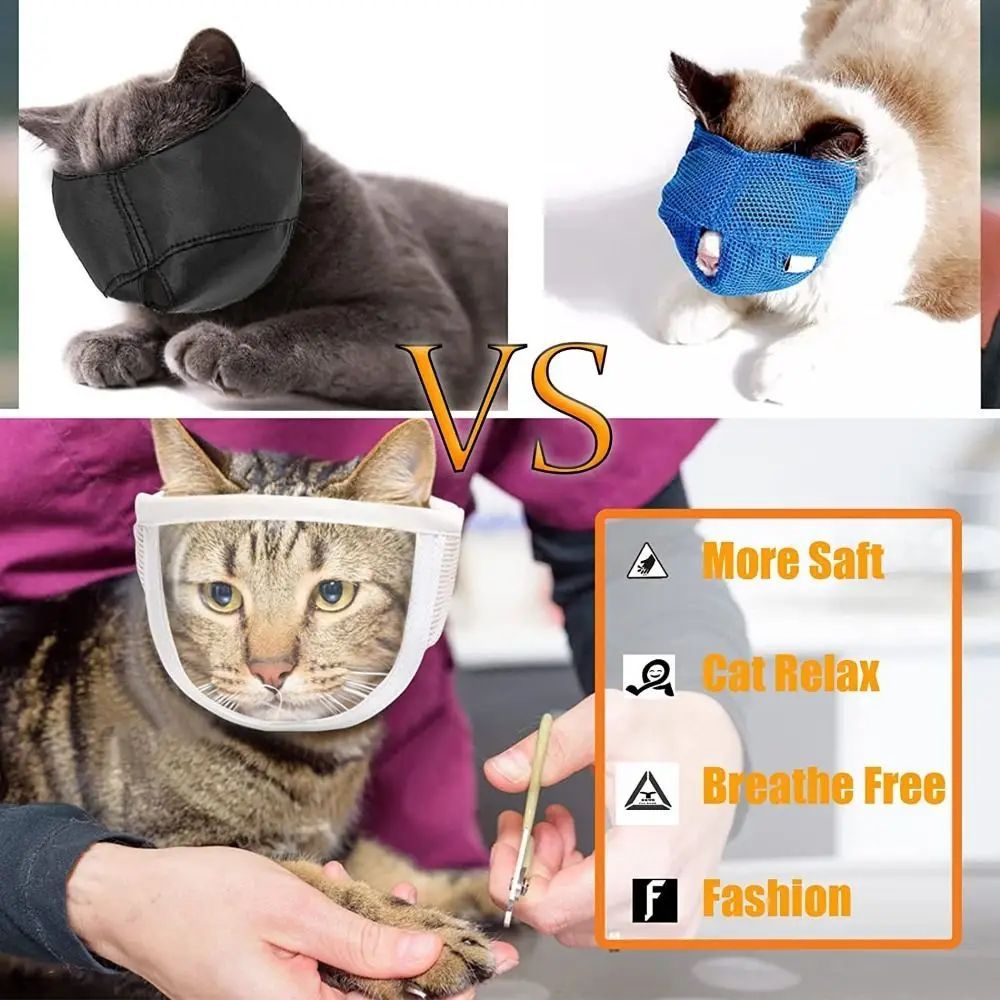 KFX-9992765 Breathable Anti-Bite Muzzle for Cats and Dogs – Soft Cotton and Transparent PVC, Comfortable Design with Air Hole