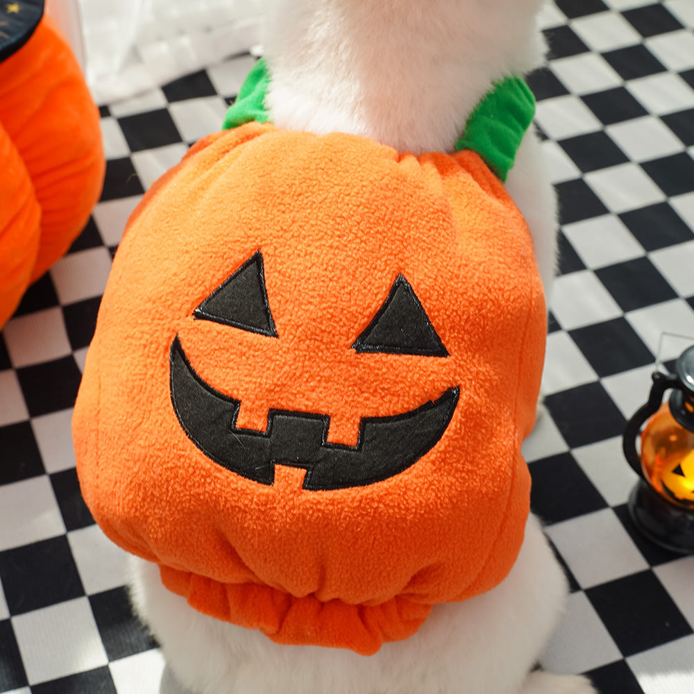 KFX-9994301 Festive Pumpkin Vest for Pets - Comfortable Cat and Dog Costume Harness for Halloween and Thanksgiving