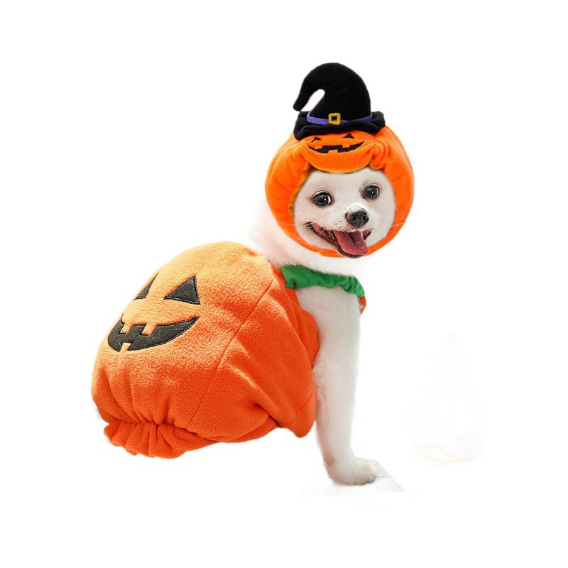 KFX-9994301 Festive Pumpkin Vest for Pets - Comfortable Cat and Dog Costume Harness for Halloween and Thanksgiving