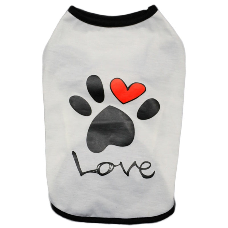 KFX-9995069 Printed Love Short Sleeve Top for Pets - Cotton Dog Jacket in Black and White, Sizes XS to XXL