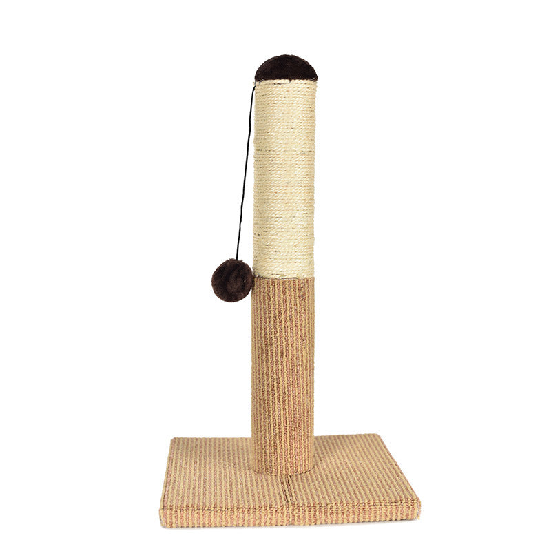 KFX-9998525 Cat Climbing Pole with Plush and Sisal, 30x30x50 cm, Gold Silver Color, Includes Grabbing Board and Toy Ball