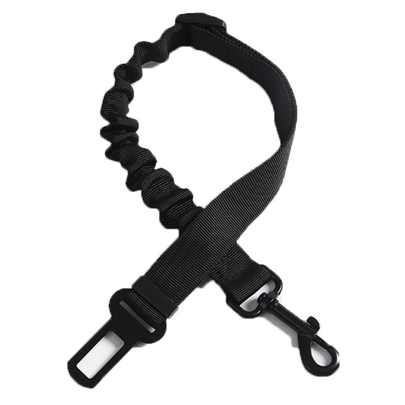 KFX-9999037 Elastic Retractable Pet Car Seat Belt for Safety Travel, Black Nylon Towing Rope, 53-74cm Length