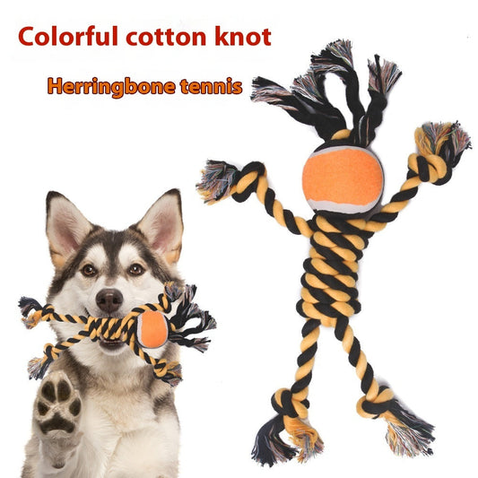 Molar Teeth Cleaning Halloween Dog Chewing Rope Tennis Ball
