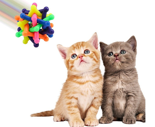 Pet Colorful Bell Woven Ball Dog Rainbow
