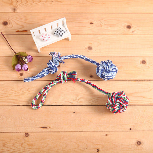 Pet Toy Training Ball Hand Pull Long Tail Ball Small Size Medium Dog Cotton String