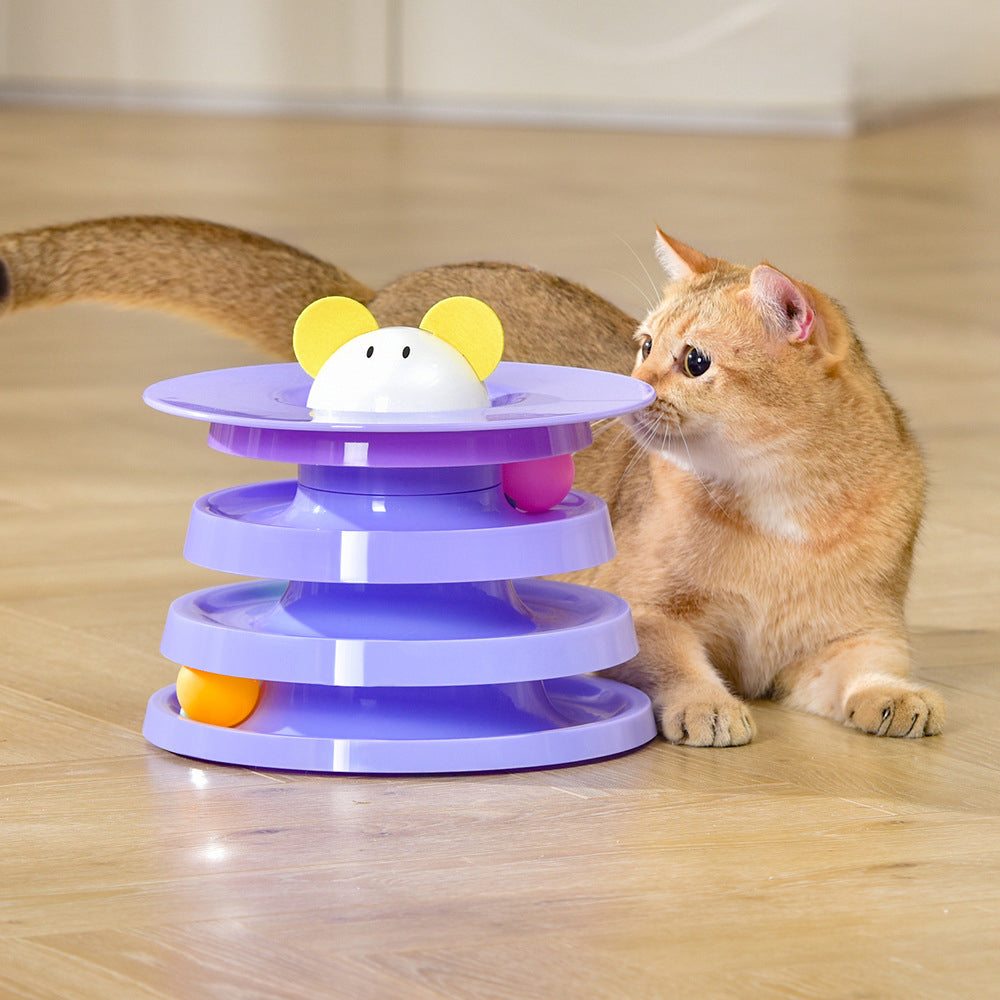 Rotating Four-layer Cat Plate, Interactive Educational Toy Multicolor To Relieve Boredom