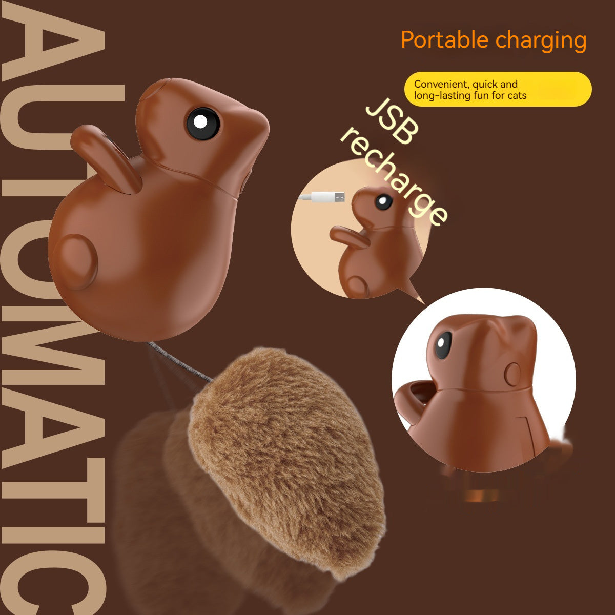 Smart Cat Teaser Toy Squirrel USB Charging