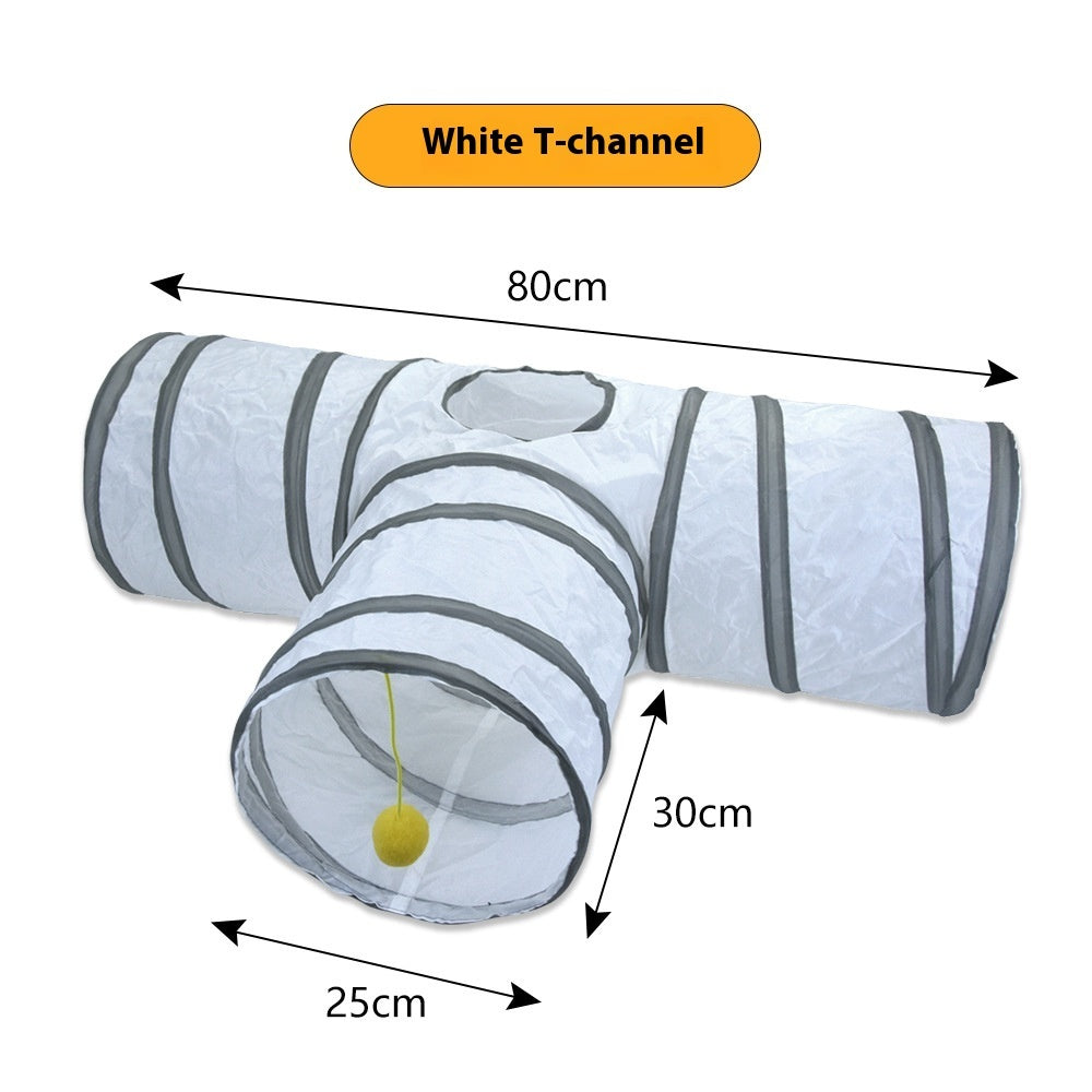 White Cat Tunnel Rolling Dragon Pet Toy Supplies