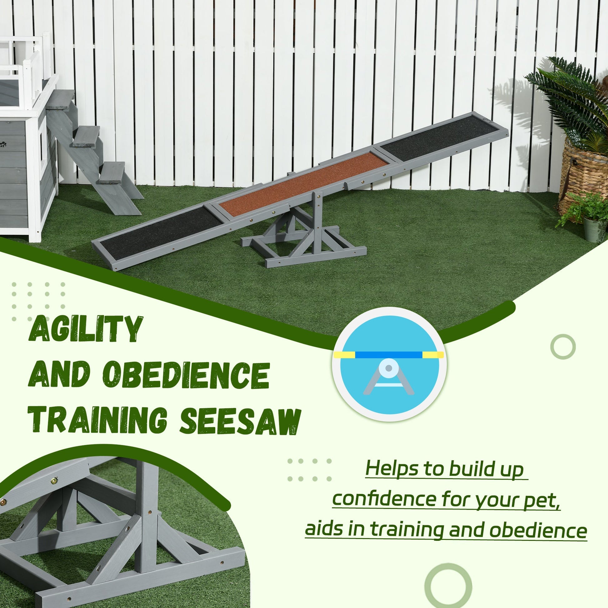 Wooden Dog Agility Seesaw for Training and Exercise, Gray