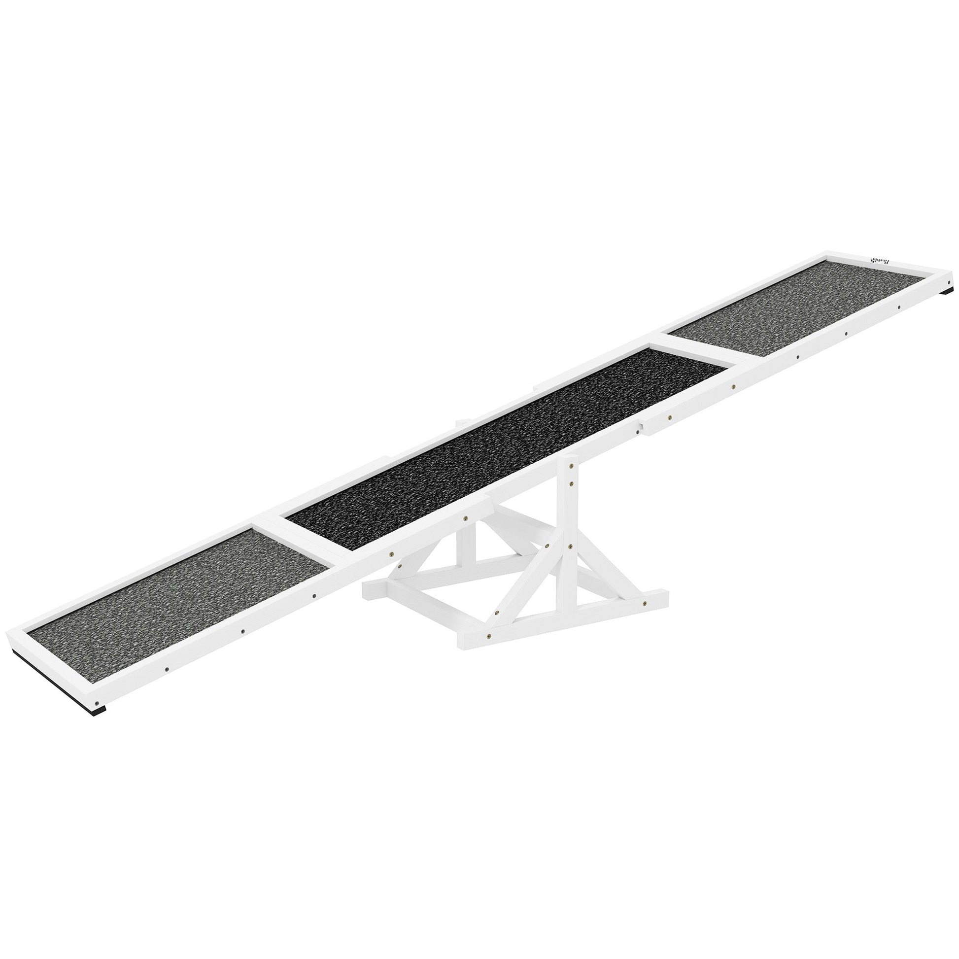 Wooden Dog Agility Seesaw for Training and Exercise, Weather Resistant, 83" L x 16" W x 14" H, White