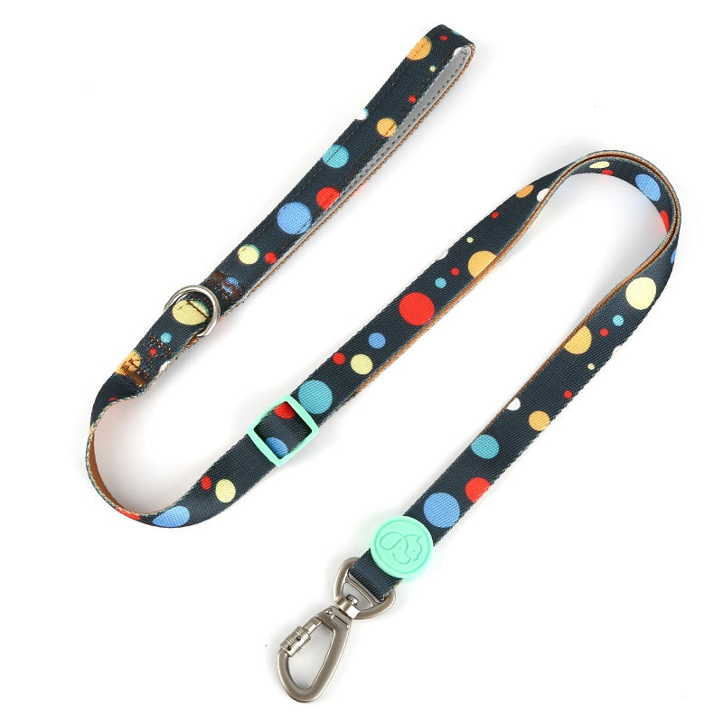 KFX-4630845 Adjustable Nylon Dog Collar and Leash Set with Harness Vest for Small to Large Dogs